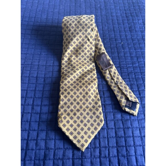 CHURCH'S LONDON MADE IN ITALY Gold/Blue GEOMETRIC TIE - TIES - DESIGNER TIES. - Picture 1 of 4